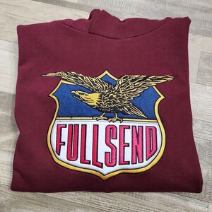 Full Send Eagle Logo Heavy weight Hoodie By Nelk Boys sz Large Maroon "All In"